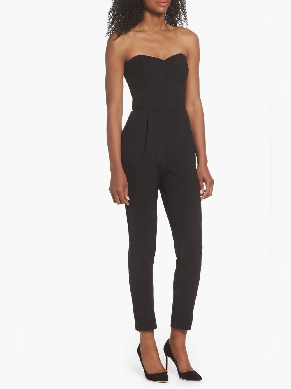 Adelyn Rae Black Strapless Slim Leg Jumpsuit Size Small